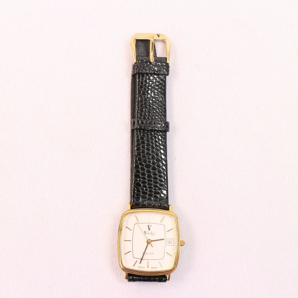 Vintage 1980s VALENTINO Roberto New Old Stock Tank Gold Plated Quartz 25mm Watch